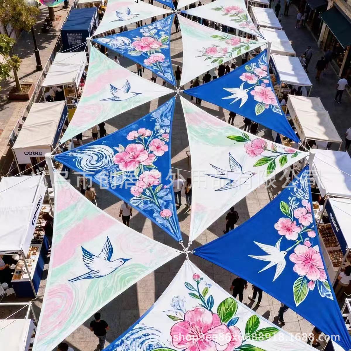 Triangular Sunshade Sail for Landscaping, Four-Corner Commercial Street, Swimming Pool Area, Decorative Canopy, Canvas Sunshade, Landscape Canopy