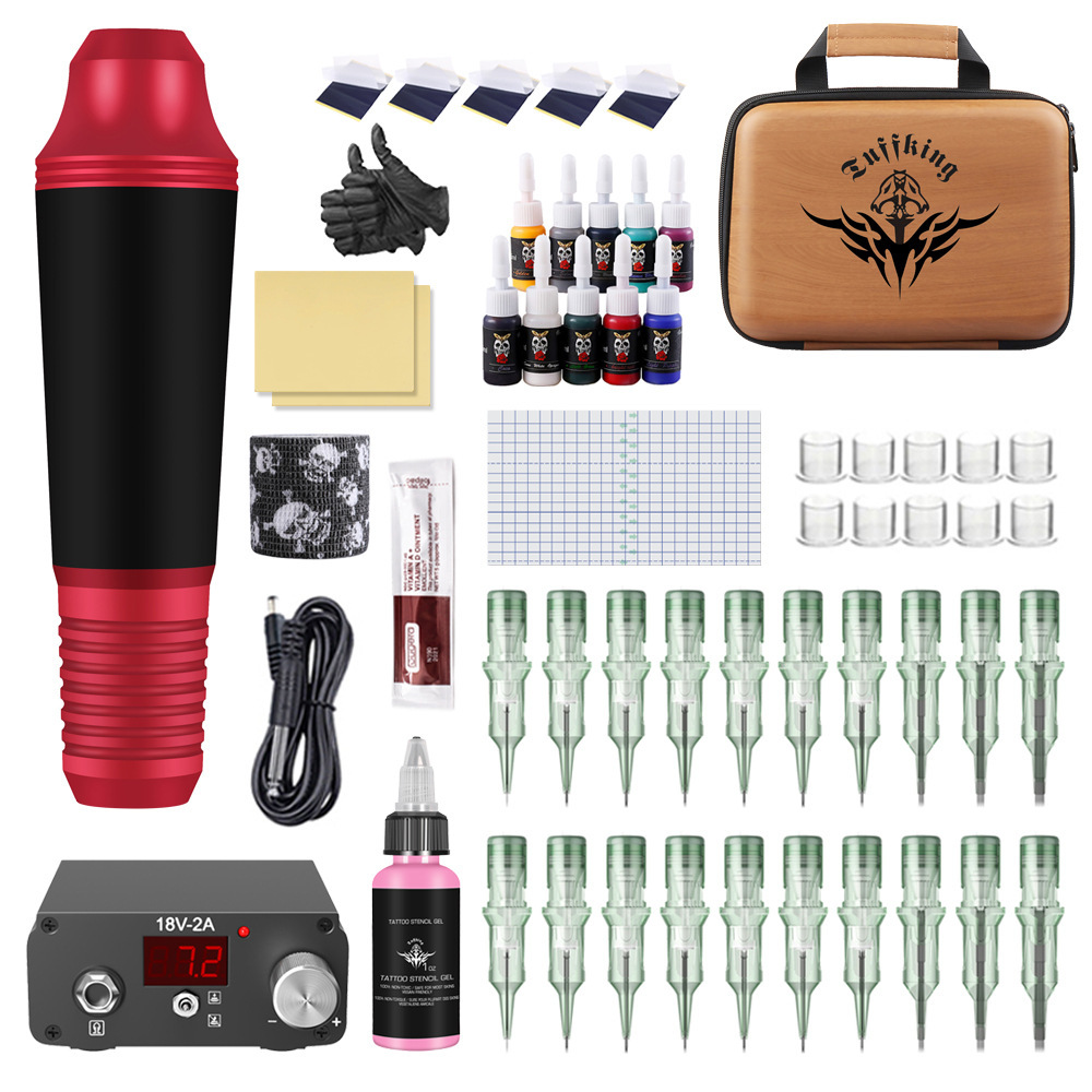 Tuffking Power inalámbrica Set de máquina de tatuaje para principiantes Set completo de herramientas de aguja de tatuaje Equipos transfronterizos