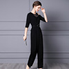 Off shoulder short sleeve wide leg pants