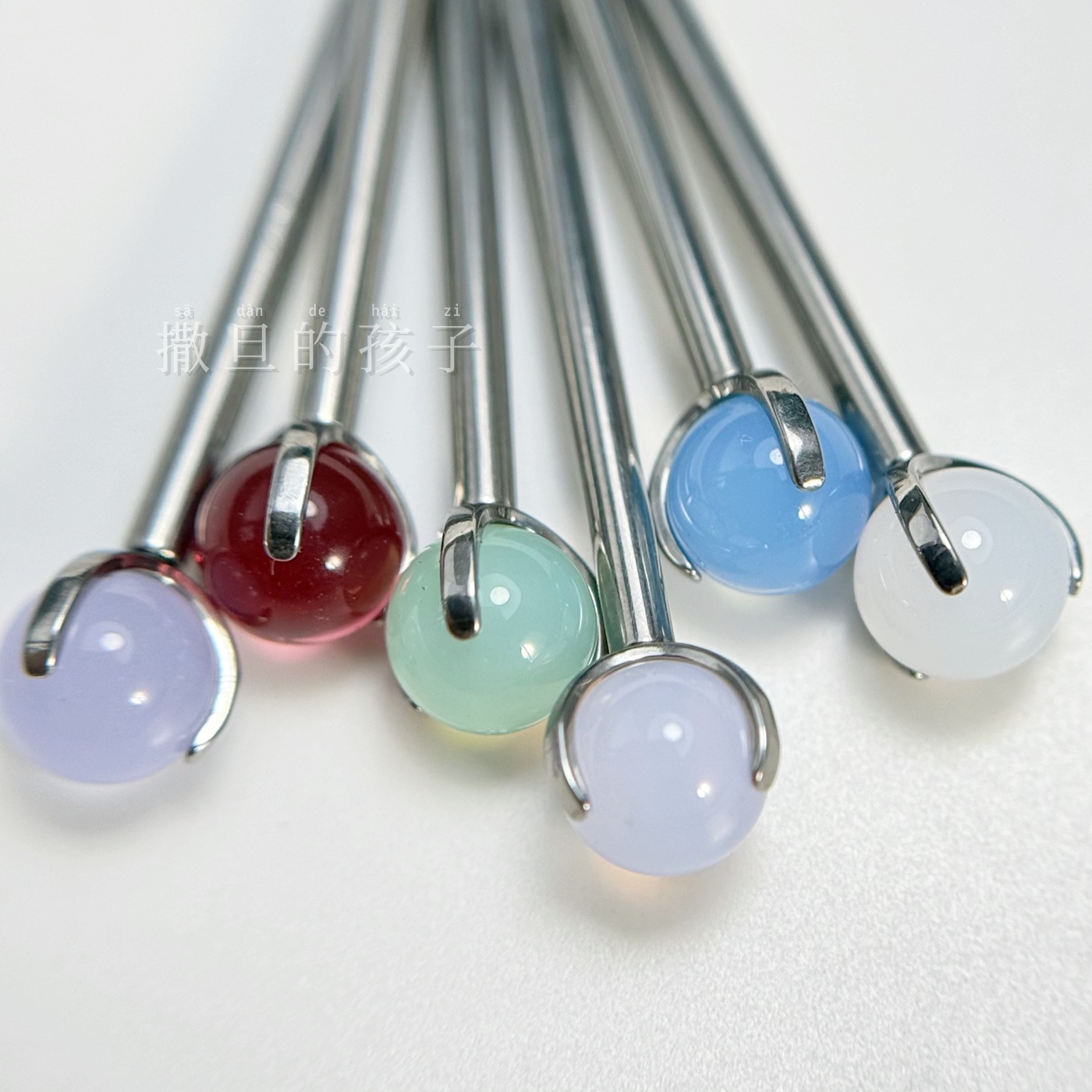 F136 Titanium Alloy Morandi Opal Tongue Barbell Internally Threaded 5mm Drinkable Tongue Piercing Jewelry detail image 11