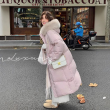 韩版过膝棉服新款冬季2025大毛领加厚中长款宽松棉袄加厚棉衣外套