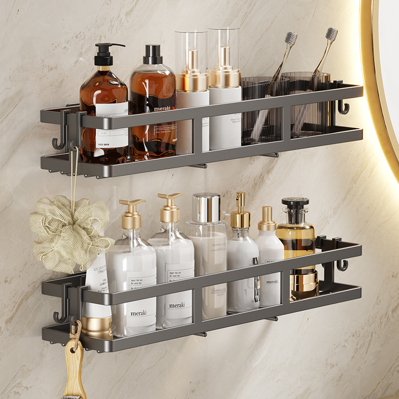 Kitchen Storage Rack Non-perforated Wall-mounted Household Stainless Steel Seasoning Supplies Rack Multi-functional Simple Storage