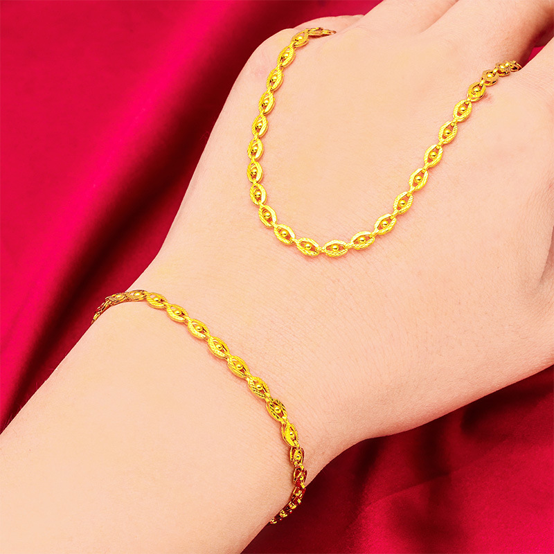 Unisex Jewelry Fashion gold necklace fashion sand gold bracelet _voghion.com