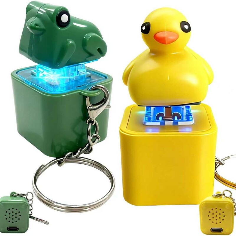 In-Stock Amazon Frog Sound Button Keychain, Glowing Fun Stress-Relief Gadget, Creative Press Pendant