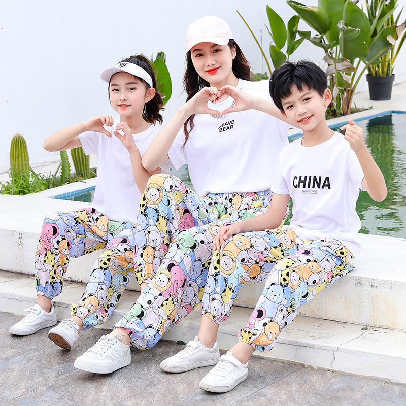 2024 Children's Cotton Silk Anti-mosquito Pants Summer New Parent-child Bloomers Boys and Girls Casual Pants Baby Sports Pants 2024 Children's Cotton Silk Anti-mosquito Pants Summer New Parent-child Bloomers Boys and Girls Casual Pants Baby Sports Pants