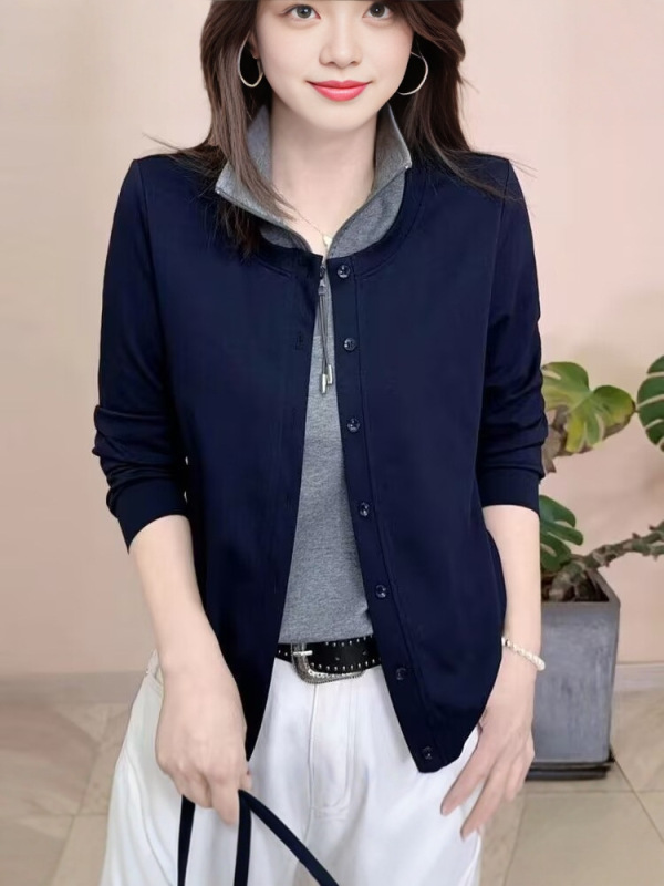 假两件卫衣女士2025新款早秋长袖无帽巨好看的爆款时尚洋气外套|undefined