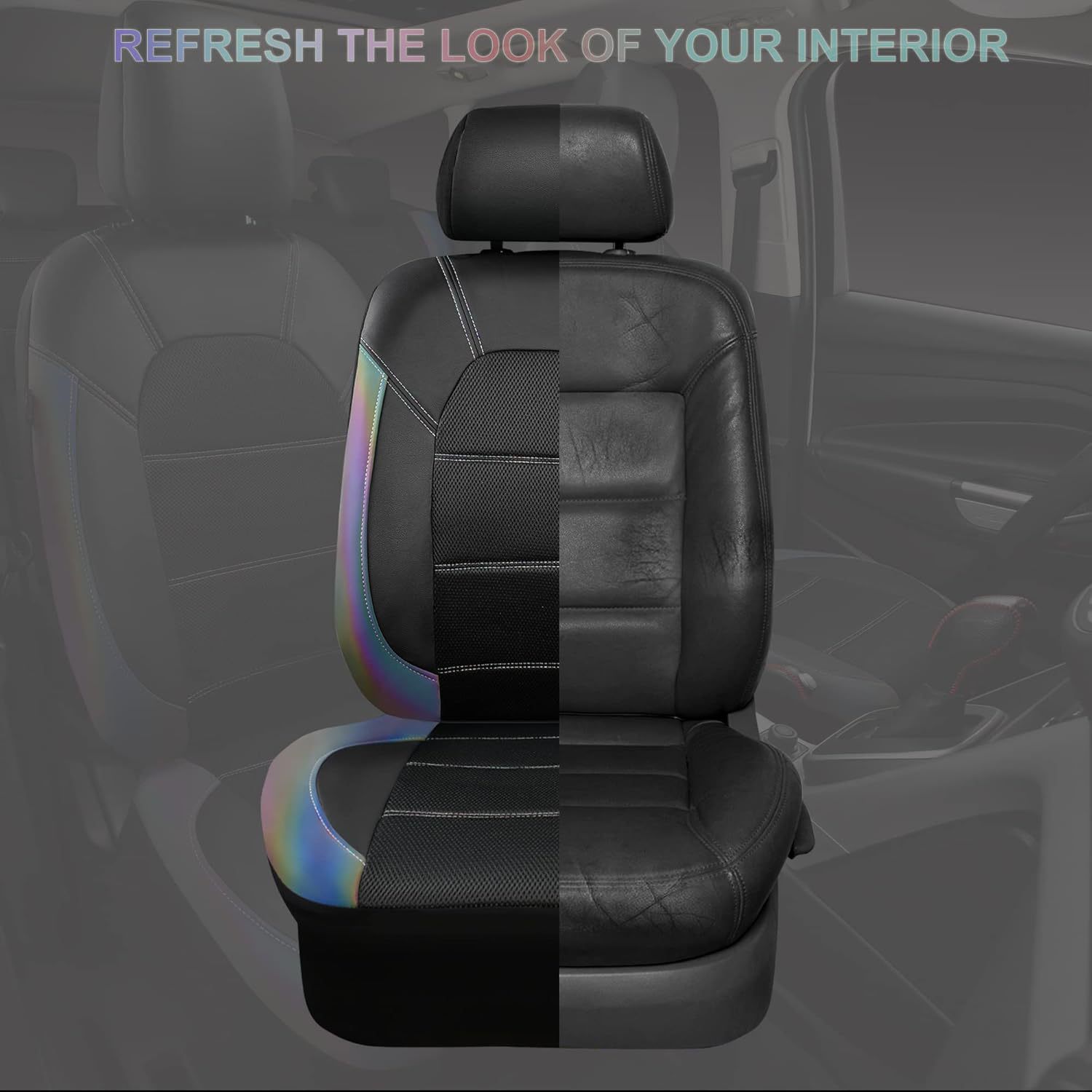 Cross-Border Temu Foreign Trade Car Seat Covers Single-Line Sandwich Leather Pu Leather Artificial Leather Export to Europe and America