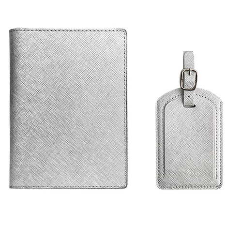 Cross-border wholesale cross-pattern handmade threaded oil-edged PU leather passport cover and luggage tag set
