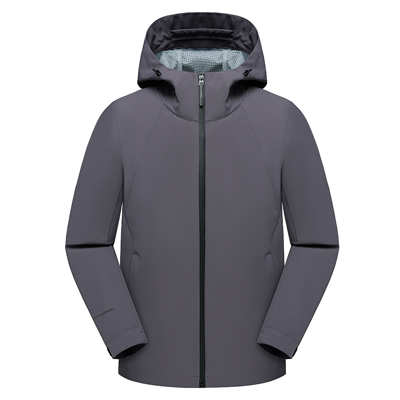 Nuevo traje de asalto al aire libre hombre y mujer a prueba de viento a prueba de agua chaqueta encapuchada chaqueta de capa suave ropa de grupo ropa de trabajo personalizada