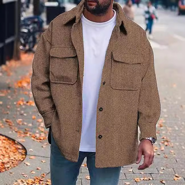 Giacca da lavoro da uomo con stampa digitale 3D a righe primaverili e autunnali_voghion.com