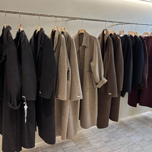 Double-Sided Cashmere Outwear Women's Long 2025 Winter New High-End Hepburn Style Woolen Outwear Women's Wholesale