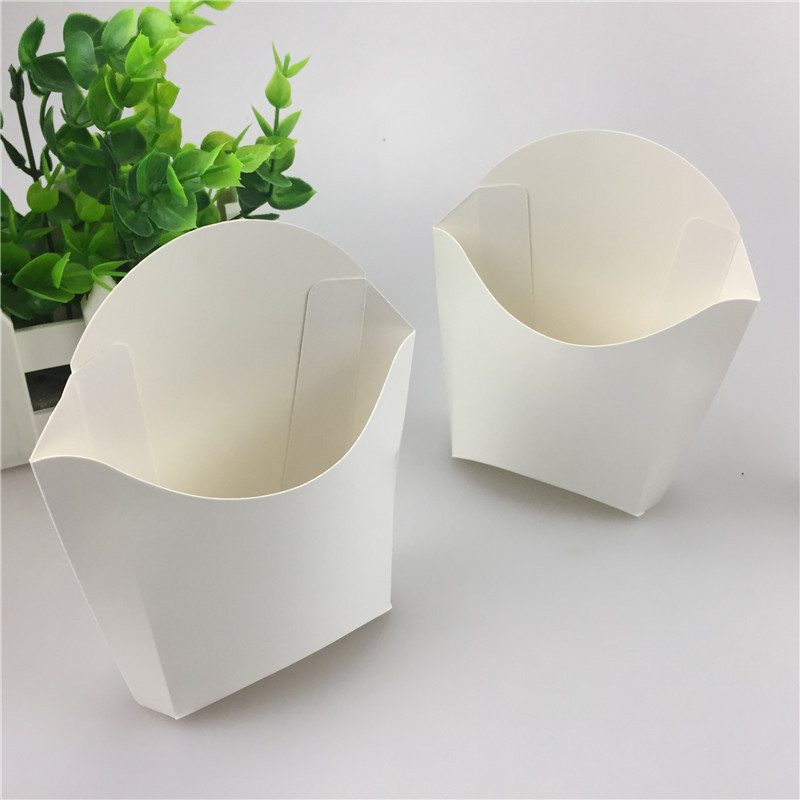 现货外贸一次性白色薯条盒炸鸡汉堡包装纸盒防油打包盒小吃折叠盒