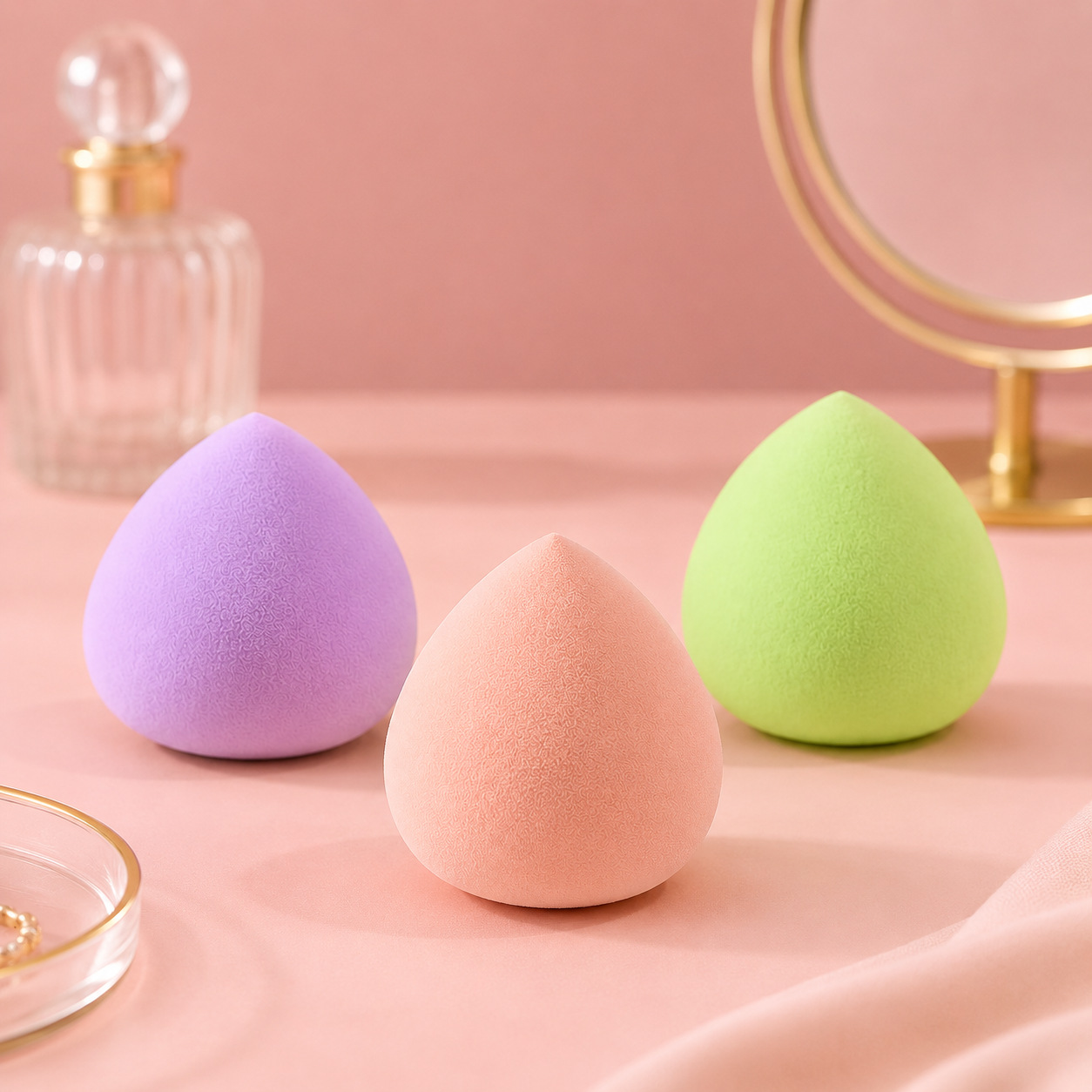 Esponja de Maquillaje Grande Color Durazno, Ultra Suave, No Absorbe Polvo, Se Expande al Mojarse, Doble Uso para Aplicación en Seco y Húmedo, Esponja de Maquillaje en Forma de Huevo al por Mayor