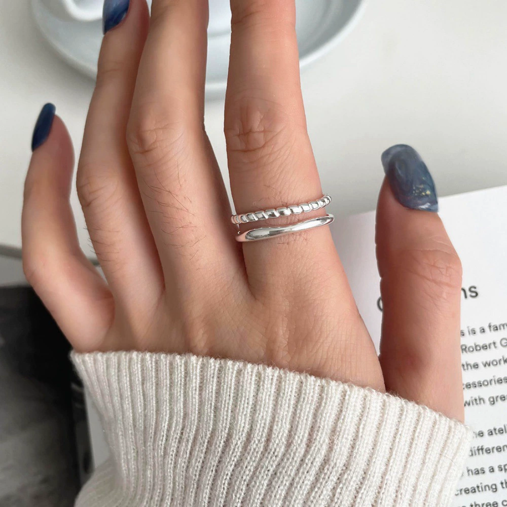 Серебряное кольцо 925 пробы, матовая отделка, стиль легкой роскоши, середний палец, не тускнеет