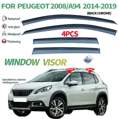 Cross-Border Applicable Peugeot Rain shield - peugeot-peugeot-2008-mk2-p24-2020-ps-black-bright-strip-window-rain-shield