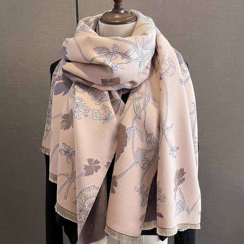 Kaschmirschal Für Damen Mit Pfingstrosenmuster Und Blumenprint_voghion.com