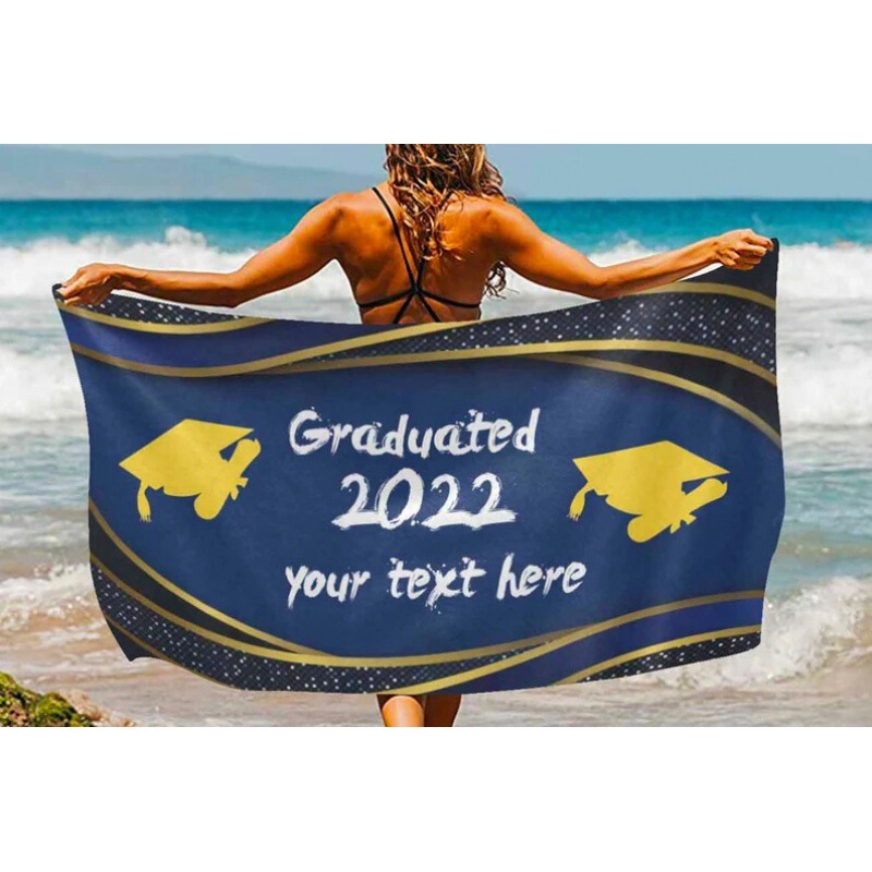 Popular year custom beach towel graduation advanced class microfiber towel bath towel blanket