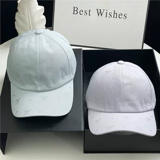 韩版潮流蝴蝶烫钻显脸小棒球帽女休闲百搭遮阳防晒高品质鸭舌帽男