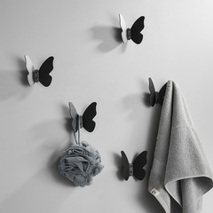 Cross-border space aluminum butterfly hooks brass silver black bathroom bathroom creative door back aluminum hooks