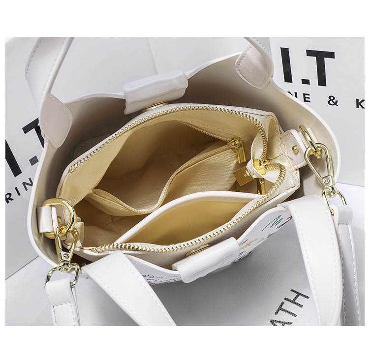 Little Bear Graffiti Basket Bucket for Women 2024 New High end Fashion Versatile Handheld Crossbody Bag_voghion.com