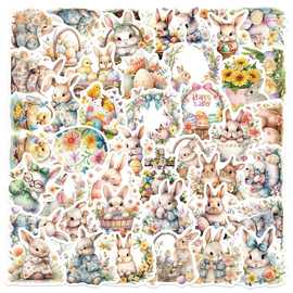 50张卡通复活节派队涂鸦贴纸吉他笔记本行李箱DIY防水贴画跨境批