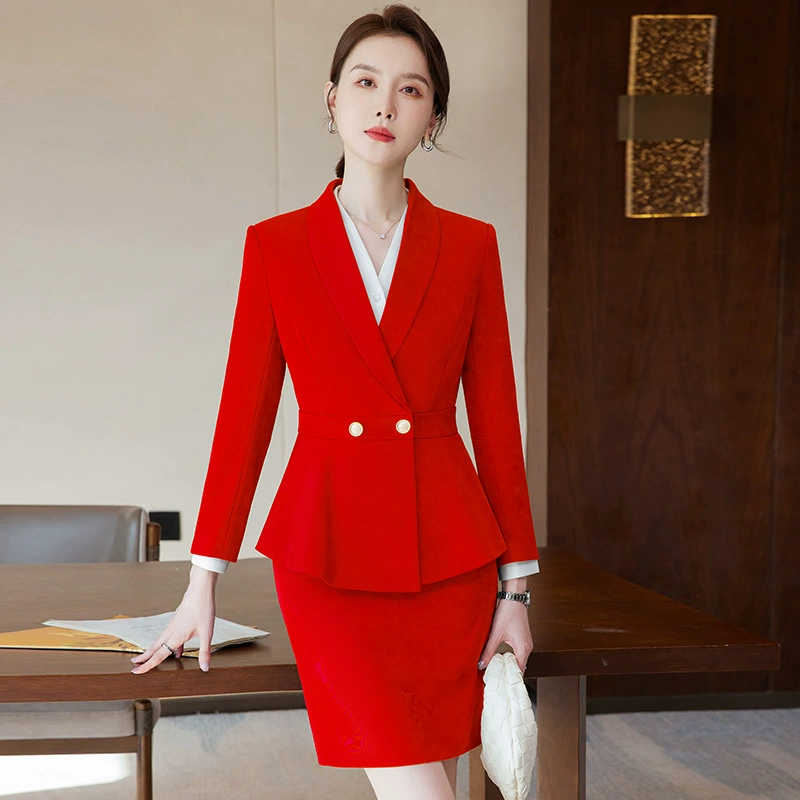 Spring set, long-sleeve, classic suit jacket for office, slim fit