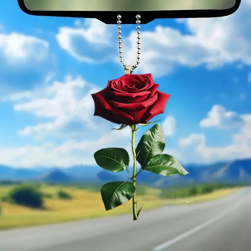 Colgante transfronterizo nuevo día de San Valentín rosa acrílico plano 2D colgante espejo retrovisor de automóvil paquete de regalo de vacaciones image 2