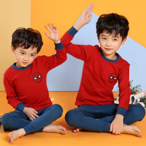 Children's autumn clothes and long pants pure cotton boys and girls underwear set autumn and winter baby cotton round neck bottoming cotton sweater