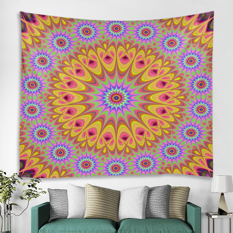 跨境电商厂家新款挂毯曼陀罗系列印花家居挂毯壁挂装饰壁挂