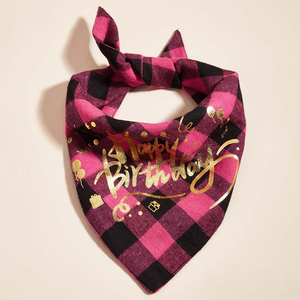 Tanpopo en stock transfronterizo Amazon popular poliéster algodón Plaid mascota triángulo toalla perro cumpleaños triángulo toalla