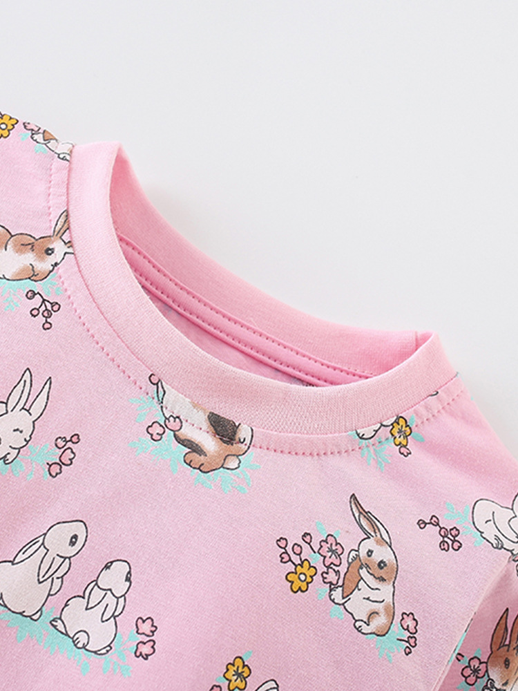 Traje de niña malwee transfronterizo otoño e invierno nuevo servicio a domicilio camiseta cintura elástica pantalones lindo estampado de dos piezas