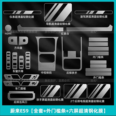 Car interior film Nio Es9 Central Control Lingxi - nio-es9-full-set-outer-sill-strips-six-screen-ultra-clear-tempered-film