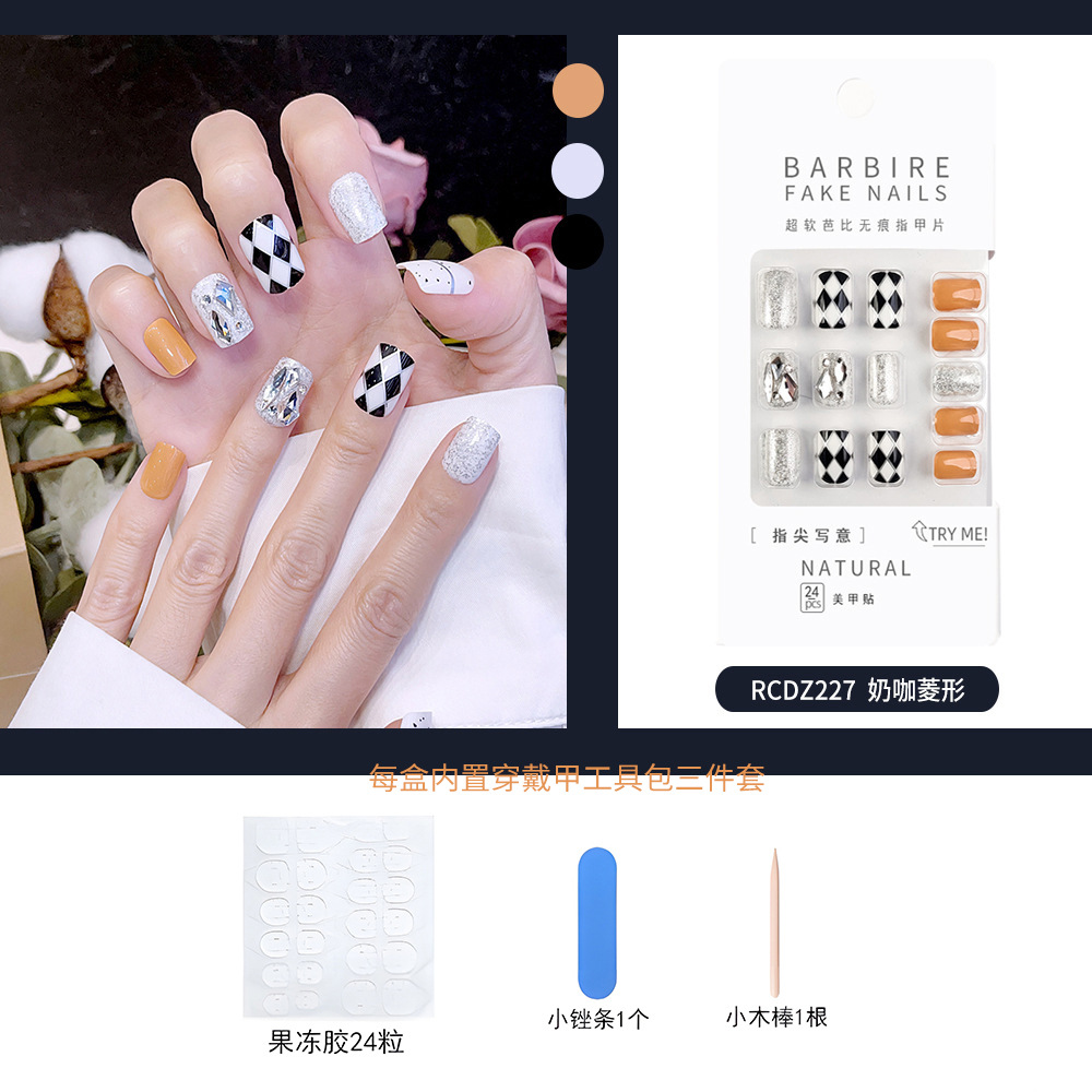 Nuevo caliente-venta de impresión diamante incrustado suave pieza de uñas de aire suave pieza de uñas desgaste de la jalea pegamento venta al por mayor