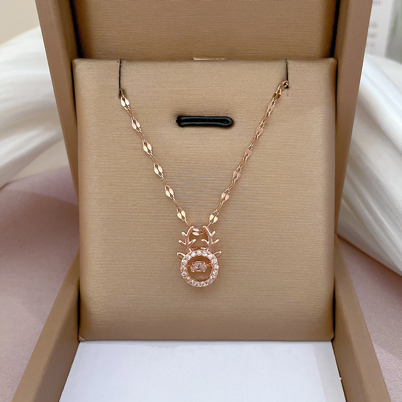 Zirkon Hirschgeweih Kette Für Damen Elegante Halskette_voghion.com