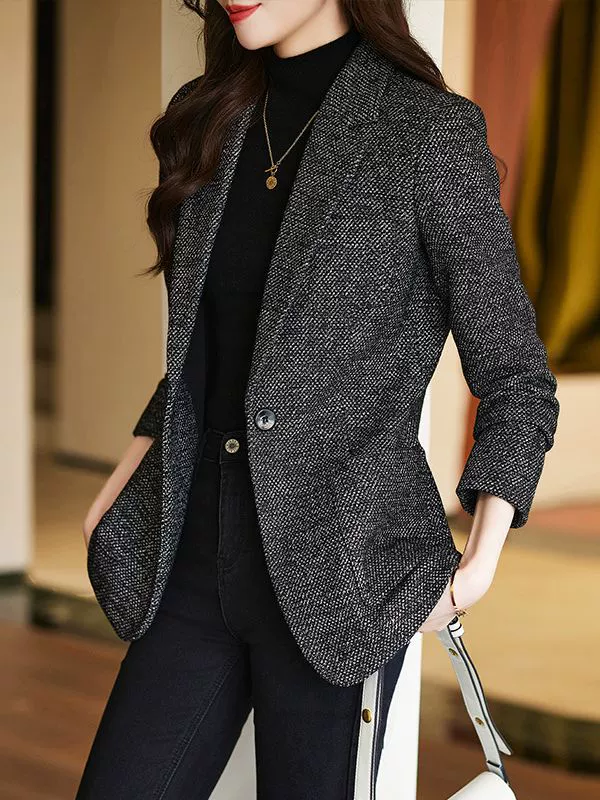 Демисезонный шерстяной модный классический пиджак, коллекция 2023 года, slim fit, плюс размер