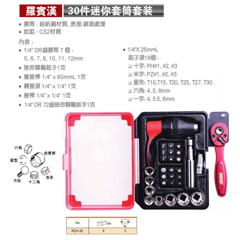 Juego de destornillador de trinquete de codo recto de RGH-9A combinado de mini cabeza por lotes multifunción de Robin Hood de Japón