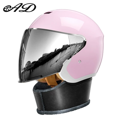 Motosiklet kaskı (dəbilqə): Electric Vehicle Helmet for Men - 3c-light-pink-scarf-style-hd-mirror-silver-plated-mirror-one-size-fits-all-54-60-head-circumference