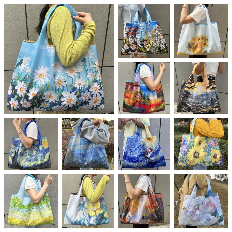 New foldable environmental protection travel portable supermarket large capacity single shoulder shopping bag women's shopping bag New foldable environmental protection travel portable supermarket large capacity single shoulder shopping bag women's shopping bag