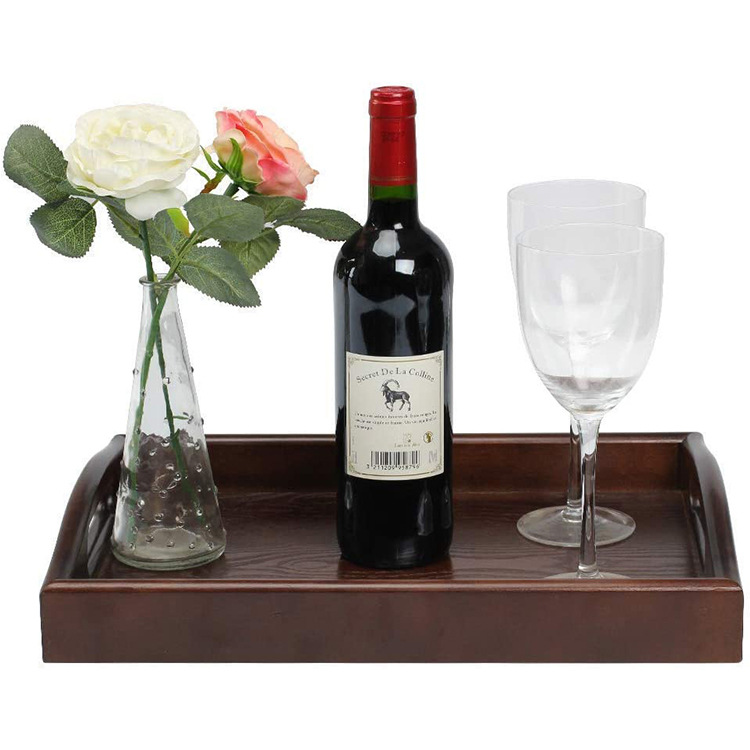 木质酒具托盘长方形托盘日式餐具家用水果盘木质把手茶具托盘