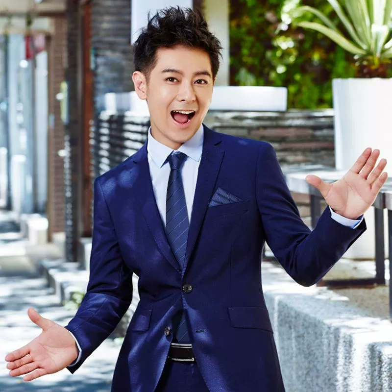Tie with zipper, blue black classic suit jacket
