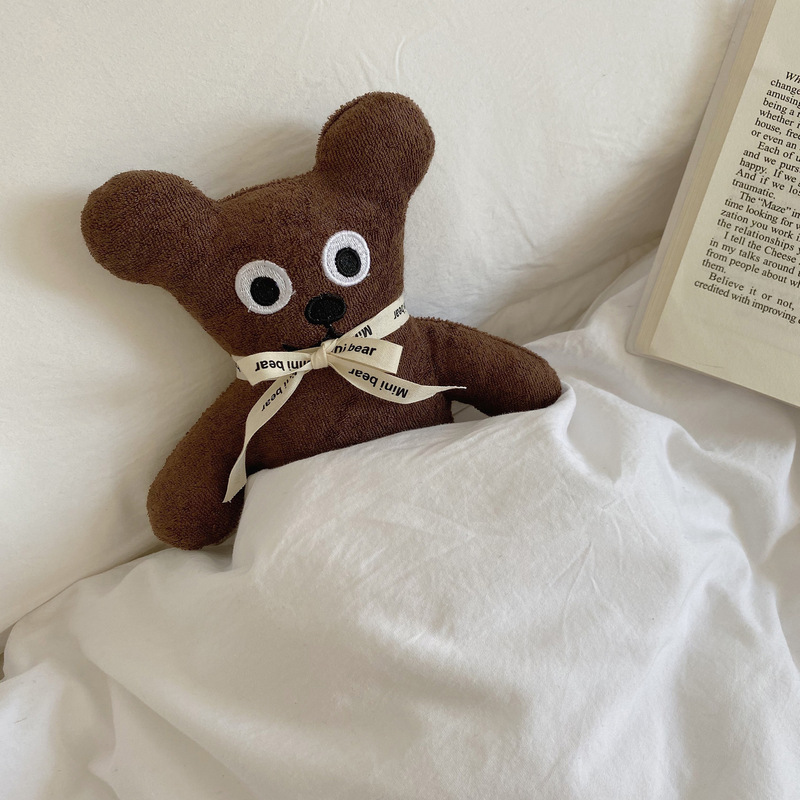 Han ins niche design cute cute cute Biscuit Bear doll soft cute healing tie bear soothing Doll Gift