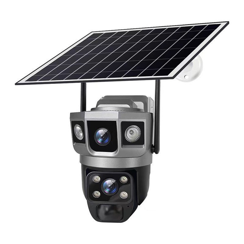 Cámara solar de baja potencia de tres pantallas al aire libre sin electricidad, sin red, teléfono móvil doméstico, visión nocturna remota, monitoreo HD