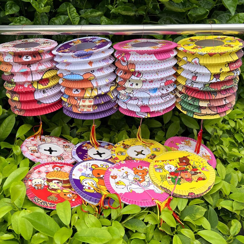 2025中秋节卡通哪吒动漫手提折叠纸灯笼幼儿园挂饰电子花灯小礼物|undefined