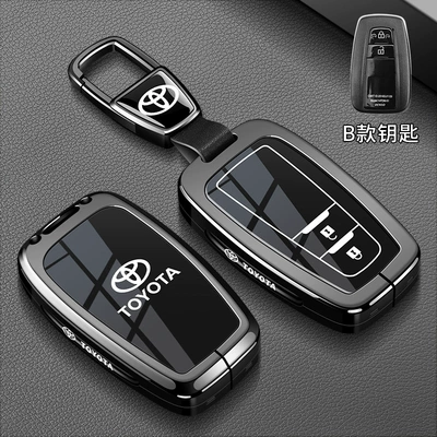 leather cover, Car key bag - toyota-a-model-2-button-piano-black-trapezoidal-buckle