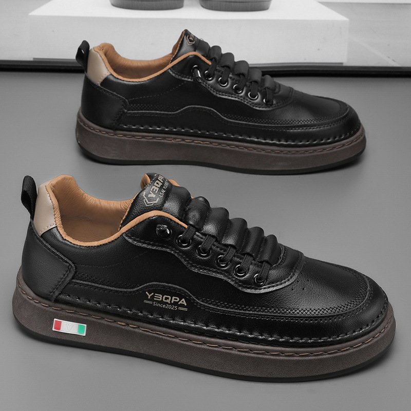 White Sneakers For Men 2025 Spring New Trendy Brand Versatile Slip-On Sports Youth Leather Casual Non-Slip Shoes_voghion.com