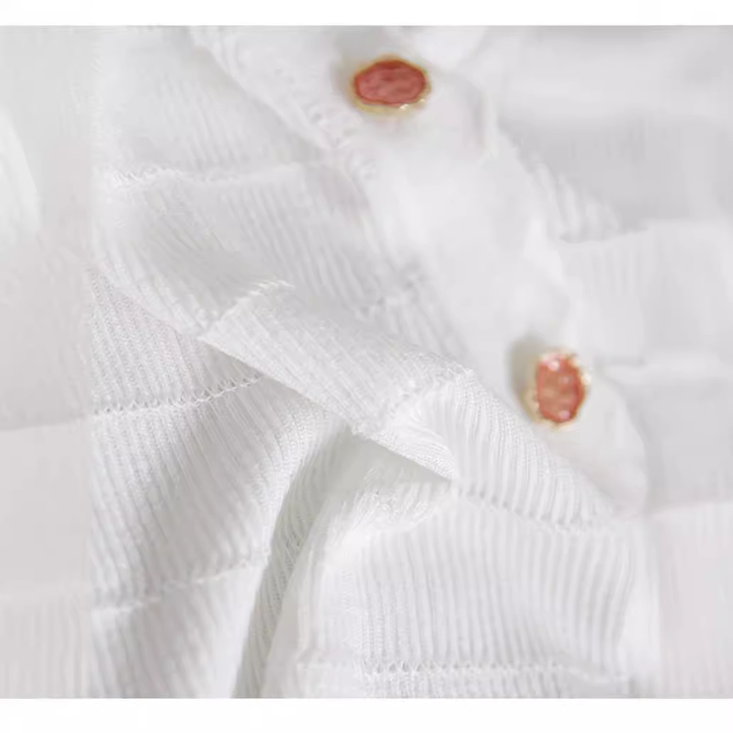 Áo cardigan dệt kim tay ngắn cổ V viền sóng chất liệu lụa đá mát mẻ — Màu đen