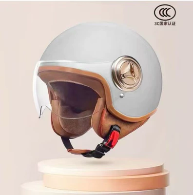 Foreign Trade Specializes in Supplying National Standard Electric Motorcycle Helmets, Four-Season Unisex Half Helmets, Autumn and Winter Warm and Safe Retro Harley Helmets (Motosiklet kaskı (dəbilqə)) - space-gray