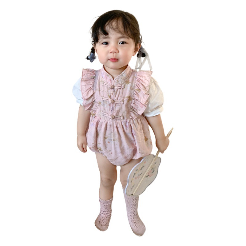 Ropa de bebé de fibra de caña de azúcar cuidadosamente seleccionada, pelele para bebé, estilo nuevo de verano 2024, traje de gateo para niños, pelele para niñas, ropa de paseo para bebé
