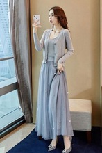 秋季女装洋气甜美套装裙针织开衫两件套毛衣加半身长裙子三件套仙