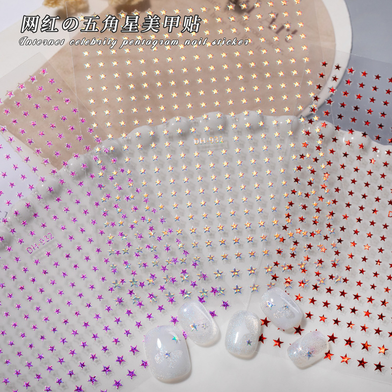 Internet Celebrity Five-Pointed Star Nail Art Stickers with Adhesive Backing Four-Pointed Star Nail Stickers Jewelry Kidsren's Handbook Decorative Stickers